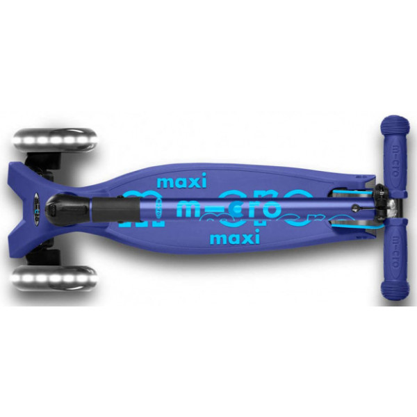 Фото - Триколісний самокат Micro "Maxi Deluxe LED" - ТЕМНО-СИНІЙ (складний, до 50 кг, триколісний, світло)