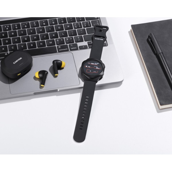 Фото - Смарт-часы Canyon Hexagon SW-88 BT-CALL Black (CNS-SW88BB)
