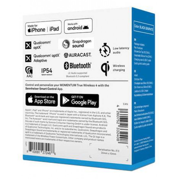 Фото - Наушники вкладыши беспроводные TWS Sennheiser Momentum True Wireless 4 Black (700365)
