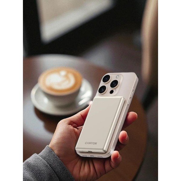 Фото - Батарея мобильная Canyon OnPower 505 slim Magsafe 5000 mAh PD20W Beige (CNS-CPB505BE)