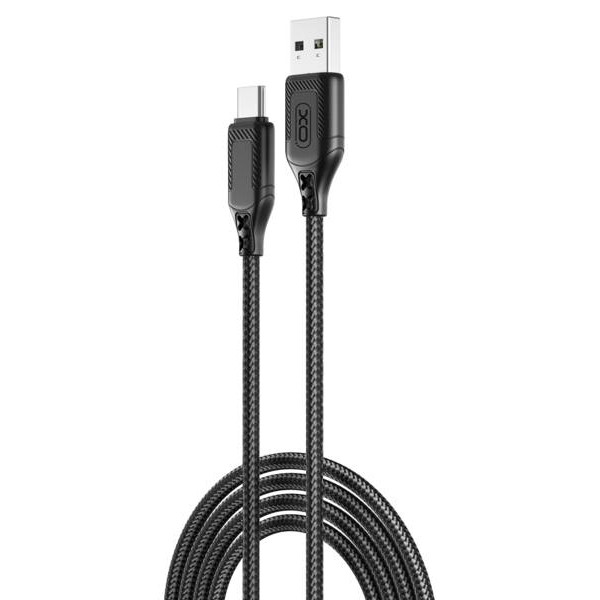 Фото - Кабель синхронізації даних XO NB235 Zebra Series Braided USB-A to Type-C 1 m (Чорний)