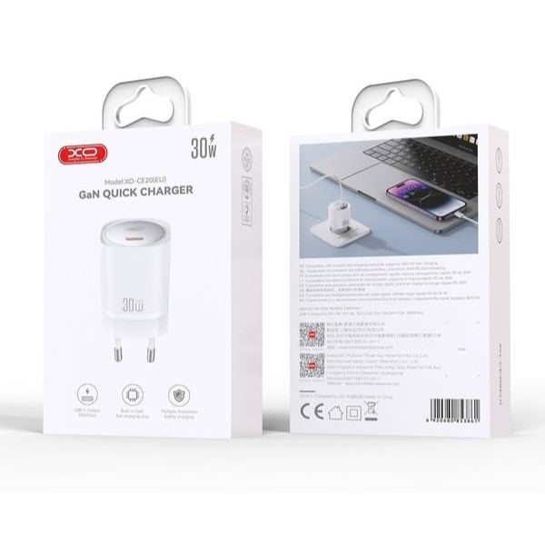 Фото - Мережевий зарядний пристрій XO CE20 - 33W Single port USB-C PD30W/PPS33W (CE20_White)