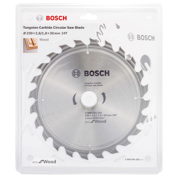 Фото - Круг відрізний по дереву Bosch Eco for Wood 230x30-24T (2.608.644.381)