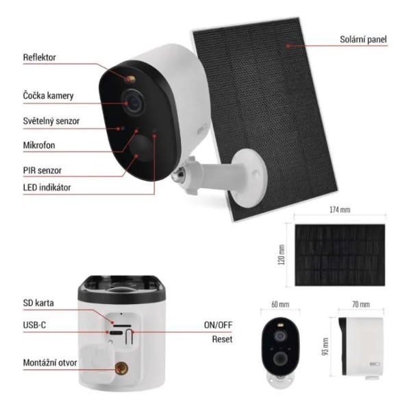 Фото - IP-камера EMOS H4073 GoSmart зовнішня з Wi-Fi, живлення Li-ion 5200 mAh сонячна панель