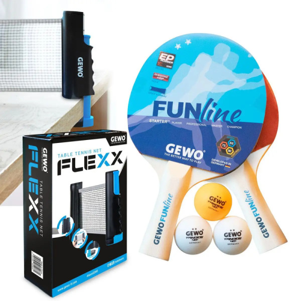 Фото - Набір для настільного тенісу Gewo Double-Fun + сітка Flexx (103360000)