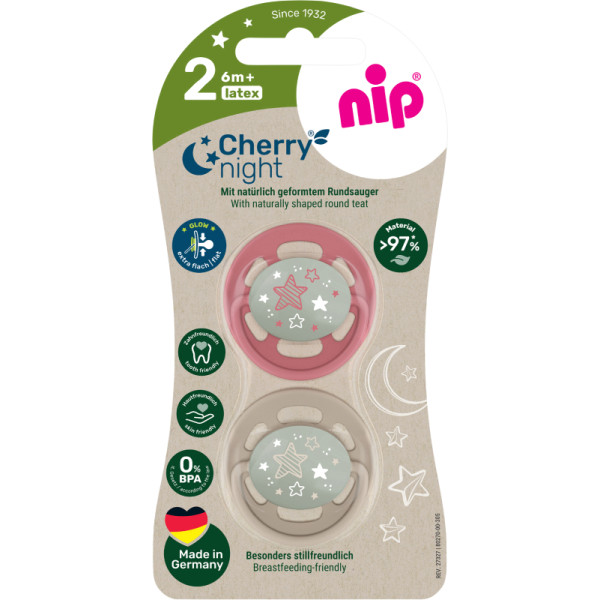 Фото - Кругла пустушка NIP Вишнева Ніч Зелена Серія кораловий/бежевий від 6 міс 2 шт. (38873-51)