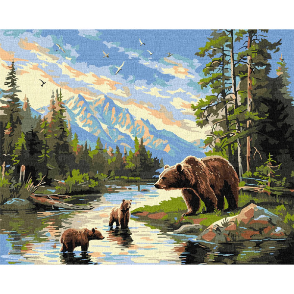 Фото - Картина за номерами Ideyka Ведмедиця і ведмежата 40х50 см (KHO6630)