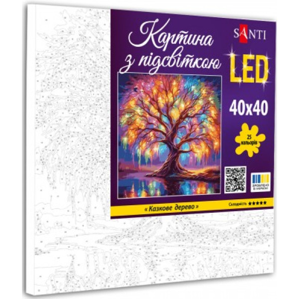 Фото - Картина за номерами Santi Казкове дерево 40х40 см LED підсвітка (955071)