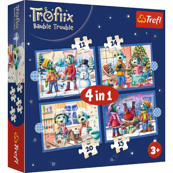 Фото - Пазли (3-4 роки) Trefl У Трефликів йде сніг Сім'я Трефликів 4в1 (34657)