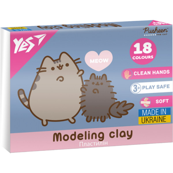 Фото - Пластилін класичний YES Pusheen 18 кол. 360 г (540695)