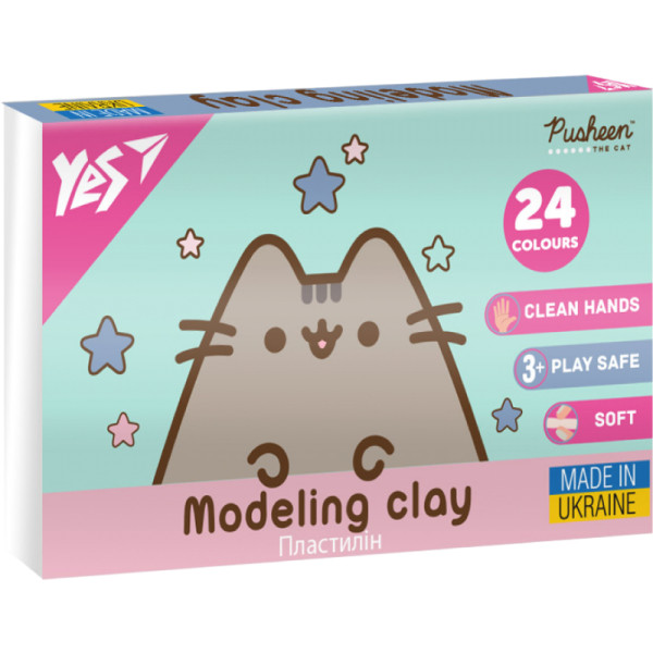 Фото - Пластилін класичний YES Pusheen 24  кол. 480 г (540685)