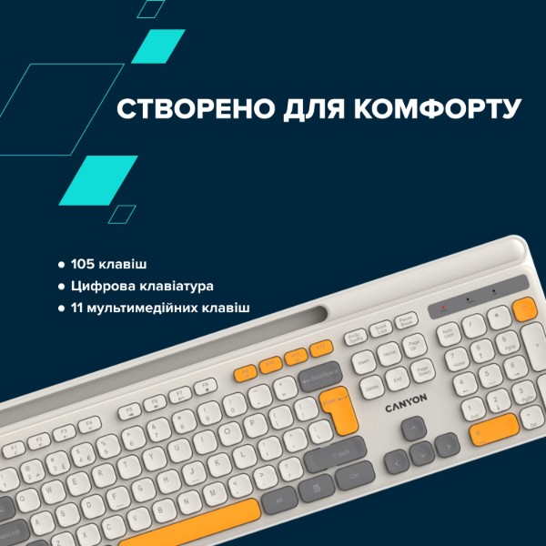 Фото - Клавиатура беспроводная Canyon HKB-W03 Beige (CNS-HKBW03BG)