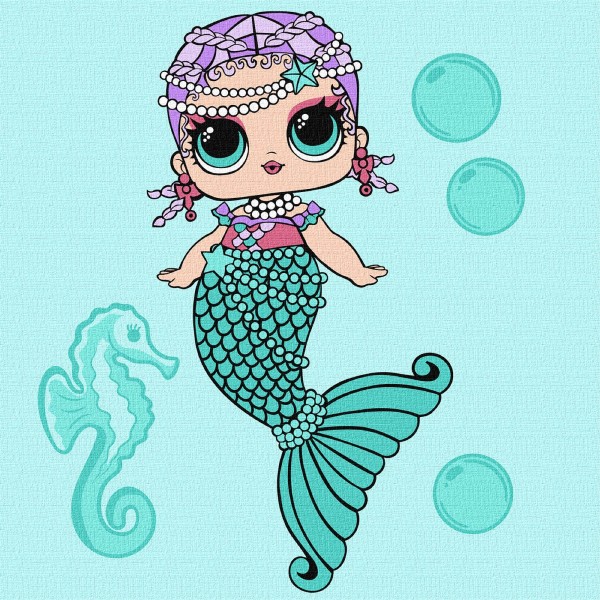 Фото - Картина по номерам Ideyka для детей L.O.L. Surprise! Mermaids Merbaby 40х40 см (KHO6262)