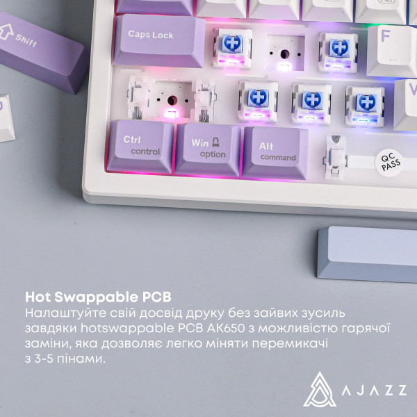 Фото - Клавіатура бездротова ігрова Ajazz AK650 Flying Fish Switch (AK650-FF-PWB)