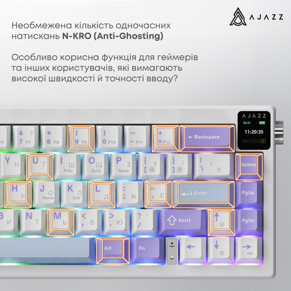 Фото - Клавіатура бездротова ігрова Ajazz AK650 Flying Fish Switch (AK650-FF-PWB)