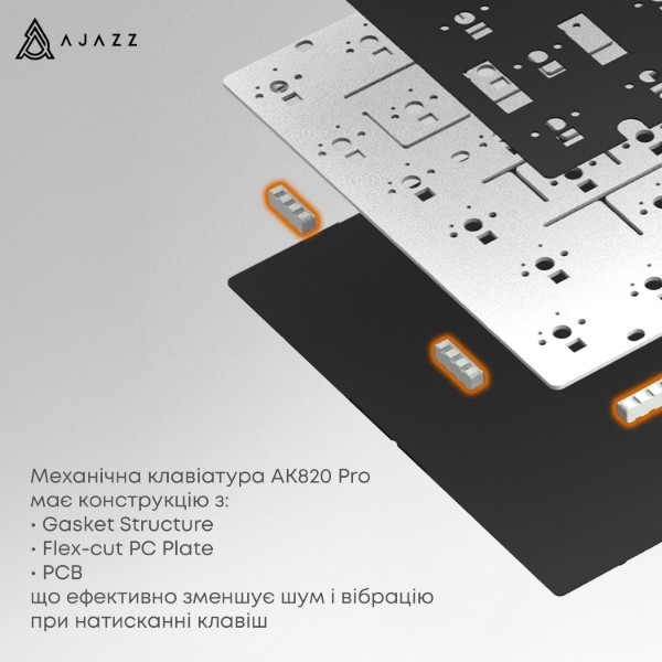Фото - Клавиатура беспроводная игровая Ajazz AK820 Pro Flying Fish Switch (AK820PRO-FF-BGY)