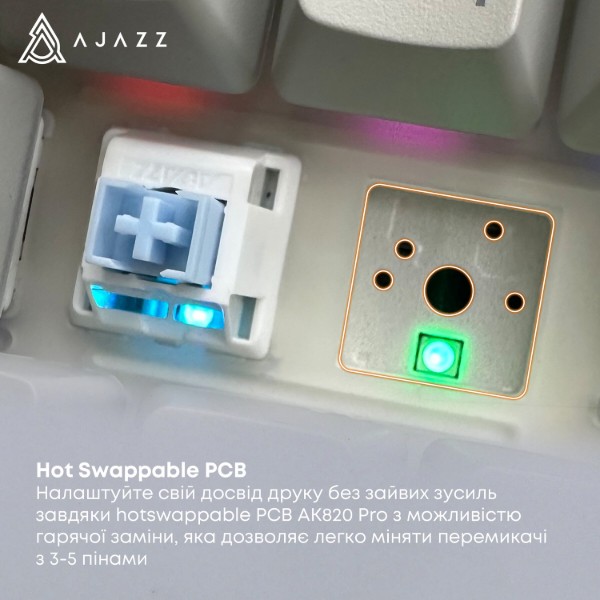 Фото - Клавиатура беспроводная игровая Ajazz AK820 Pro Flying Fish Switch (AK820PRO-FF-BGY)