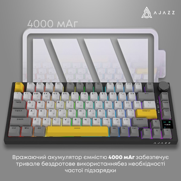 Фото - Клавиатура беспроводная игровая Ajazz AK820 Pro Flying Fish Switch (AK820PRO-FF-BGY)
