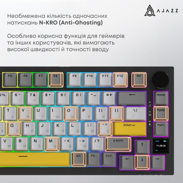 Фото - Клавиатура беспроводная игровая Ajazz AK820 Pro Flying Fish Switch (AK820PRO-FF-BGY)