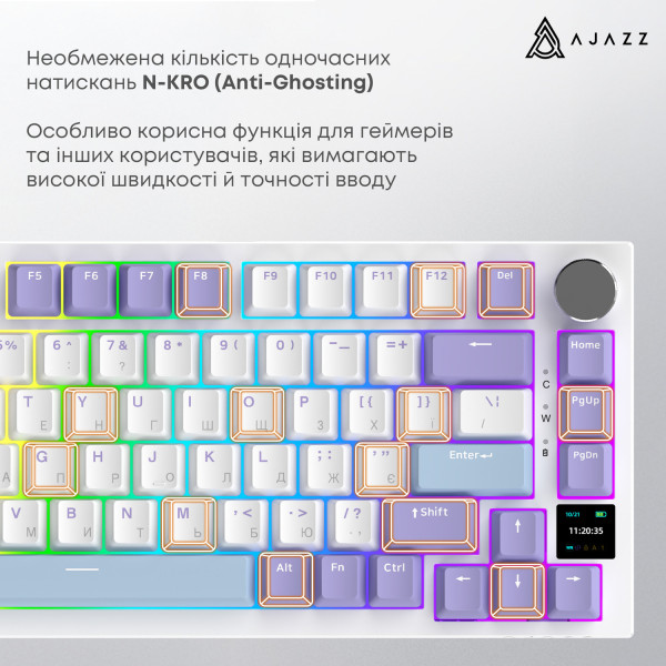 Фото - Клавіатура бездротова ігрова Ajazz AK820 Pro Flying Fish Switch (AK820PRO-FF-PWB)