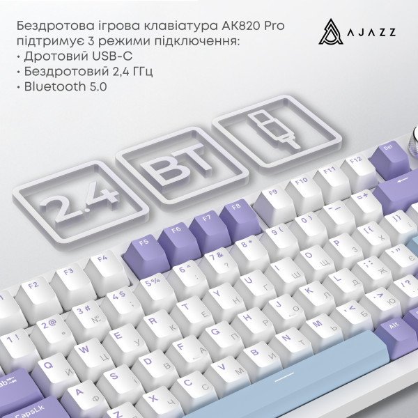Фото - Клавіатура бездротова ігрова Ajazz AK820 Pro Gift Switch (AK820PRO-G-PWB)