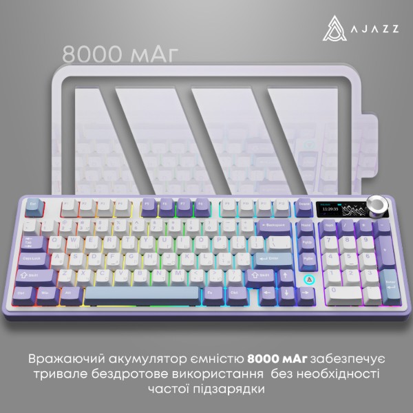 Фото - Клавіатура бездротова ігрова Ajazz AK980 Clear Sky Switch (AK980-CS-PWB)