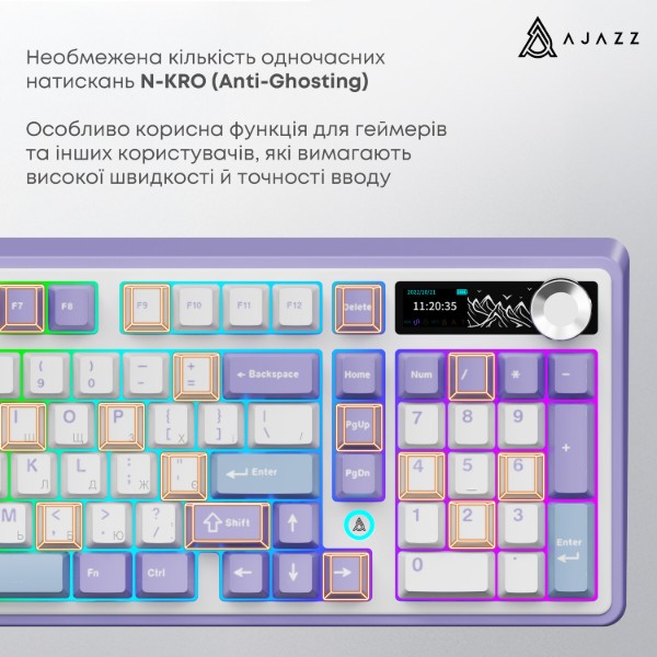 Фото - Клавіатура бездротова ігрова Ajazz AK980 Clear Sky Switch (AK980-CS-PWB)