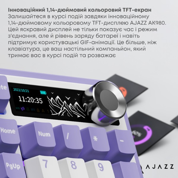 Фото - Клавіатура бездротова ігрова Ajazz AK980 Clear Sky Switch (AK980-CS-PWB)