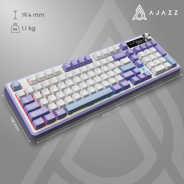 Фото - Клавіатура бездротова ігрова Ajazz AK980 Clear Sky Switch (AK980-CS-PWB)