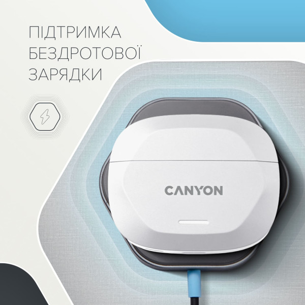 Фото - Навушники вкладиші бездротові TWS Canyon Hexagon 7 TWS ANC+ENC Wireless Charge White Beige (CNS-TWS7WB)