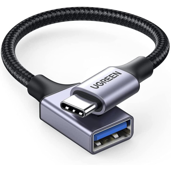Фото - Переходник UGREEN US378 USB-C to USB 3.0 OTG Alu Case with Braid 10cm Black (70889)
