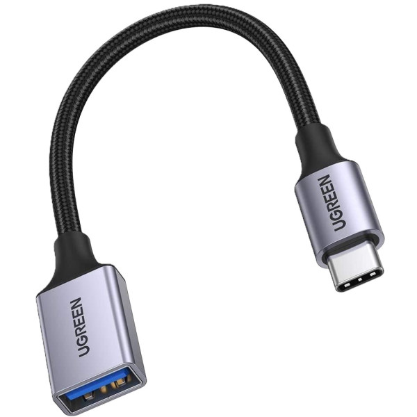Фото - Переходник UGREEN US378 USB-C to USB 3.0 OTG Alu Case with Braid 10cm Black (70889)