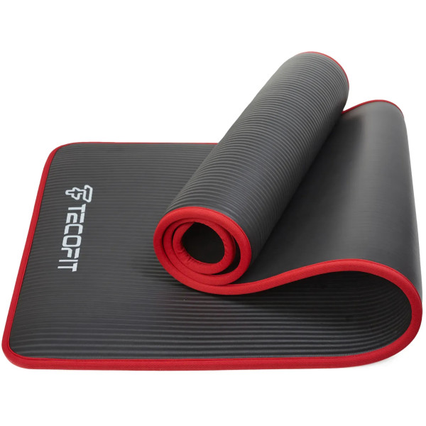 Фото - Коврик для йоги и фитнеса TECOFIT NBR с отделкой края тканью 183x61x1 см Black-Red + чехол-сумка в подарок (TOP18124795)