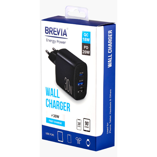 Фото - Мережевий зарядний пристрій Brevia ePower PD20W+QC18W+12W (45030DUCB)
