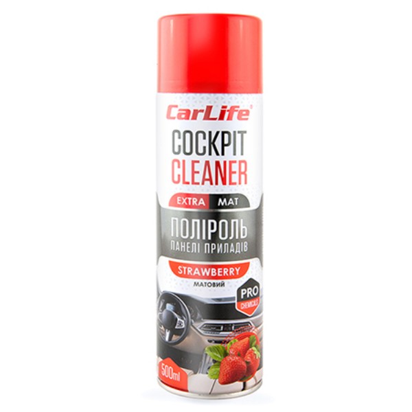 Фото - Полироль для авто CarLife Клубника. Cockpit Cleaner EXTRA MAT 500ml (CF523)