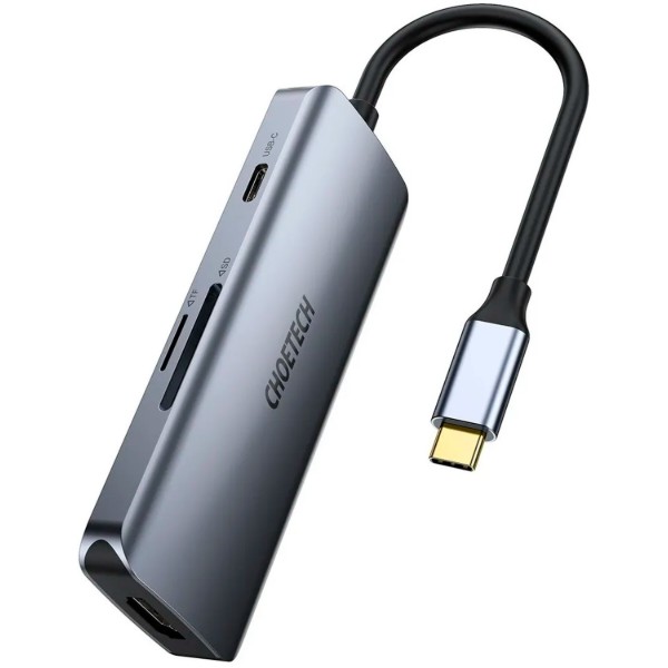 Фото - Хаб USB Choetech USB 3.1 - 3хUSB 3.0+USB-C PD100W+HDMI 4K 30HZ+SD/TF 7 in 1 (HUB-M19-GY)