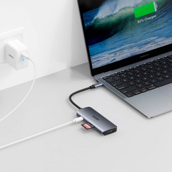 Фото - Хаб USB Choetech USB 3.1 - 3хUSB 3.0+USB-C PD100W+HDMI 4K 30HZ+SD/TF 7 in 1 (HUB-M19-GY)