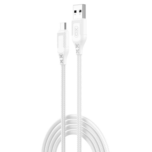 Фото - Кабель синхронізації даних XO NB235 Zebra Series Braided USB-A to Micro 1 m (NB235_M_White)