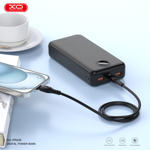 Фото - Батарея мобільна XO PR239 - 20000 mAh PD20W + QC22.5W Black (PR239_Black)