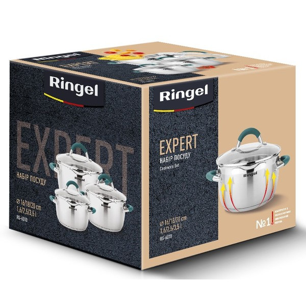Фото - Набір посуду Ringel EXPERT 6 пр. 1.6 л+2.5 л+3.5 л (RG-6010)
