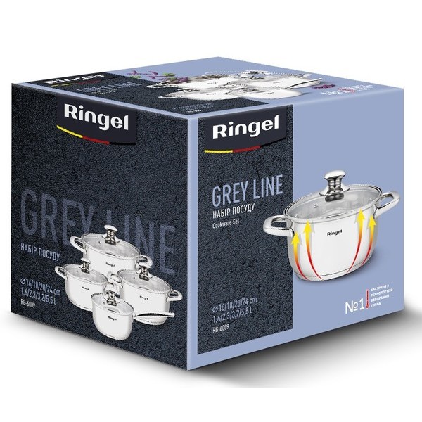 Фото - Уцінка - Набір посуду Ringel Grey line 8 пр. (RG-6009)