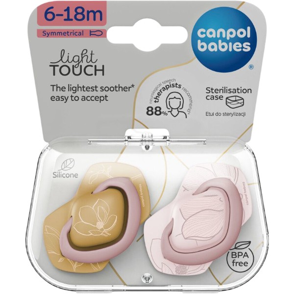 Фото - Симетрична пустушка Canpol babies GOLD 6-18 міс 2 шт. рожева (22/665_pin)