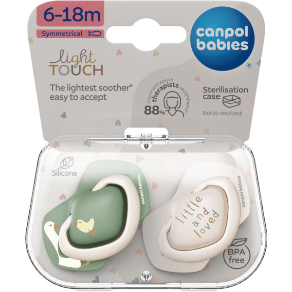 Фото - Симметричная пустышка Canpol babies Гуси 6-18 мес 2 шт. (22/668)