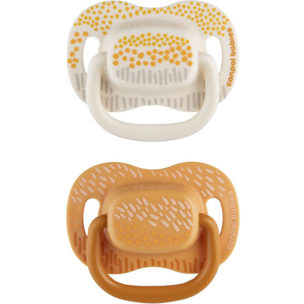 Фото - Симетрична пустушка Canpol babies MOUNTAINS 0-6 міс 2 шт. жовта (34/930_yel)