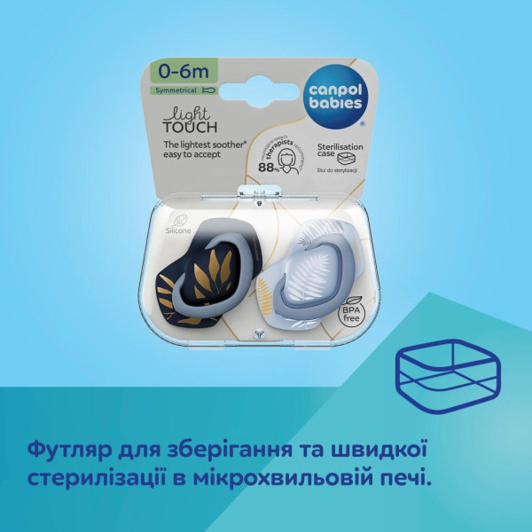 Фото - Симетрична пустушка Canpol babies GOLD 6-18 міс 2 шт. блакитна (22/665_blu)