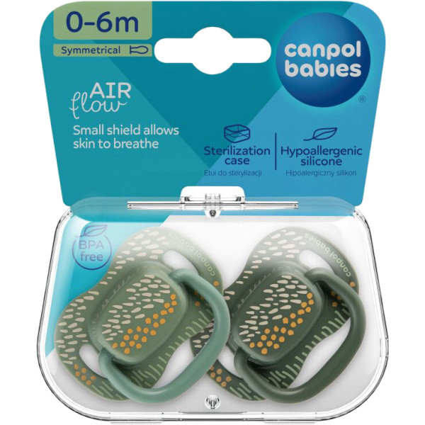 Фото - Симетрична пустушка Canpol babies MOUNTAINS 0-6 міс 2 шт. зелена (34/930_gre)