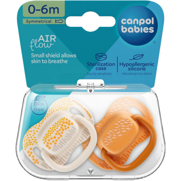 Фото - Симетрична пустушка Canpol babies MOUNTAINS 0-6 міс 2 шт. жовта (34/930_yel)