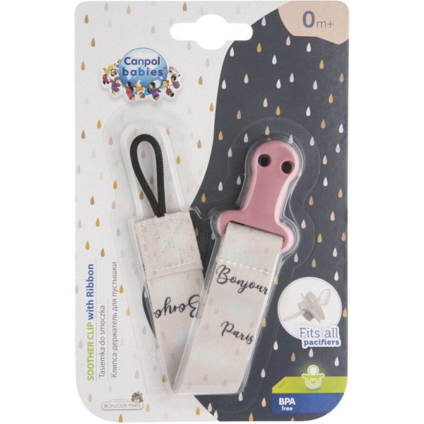 Фото - Тримач пустушок Canpol babies BONJOUR PARIS рожевий (51/026_pin)