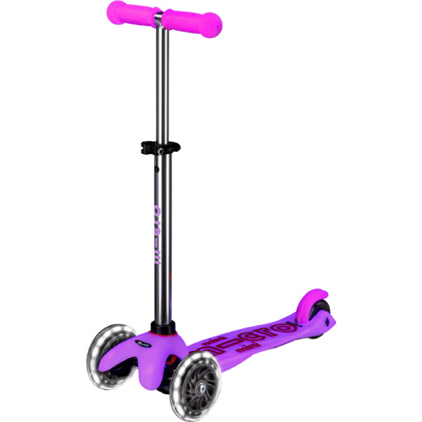 Фото - Триколісний самокат Micro серії Mini Deluxe Glow LED - МОРОЗНИЙ РОЖОВИЙ (MMD217)