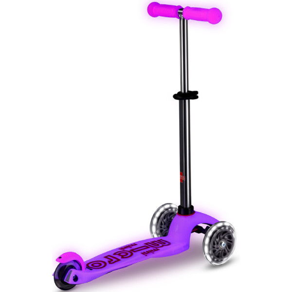 Фото - Триколісний самокат Micro серії Mini Deluxe Glow LED - МОРОЗНИЙ РОЖОВИЙ (MMD217)